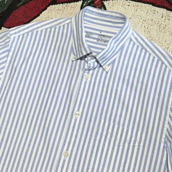 Tops - Blue White Striped Button Down Shirt